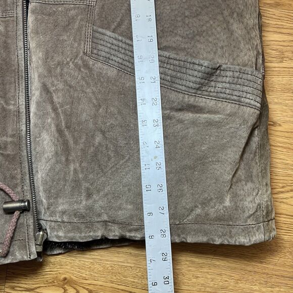 Charles Klein Coat Suede Leather Faux Fur Reversible Zip Up Hooded Brown Sz M - Picture 10 of 12